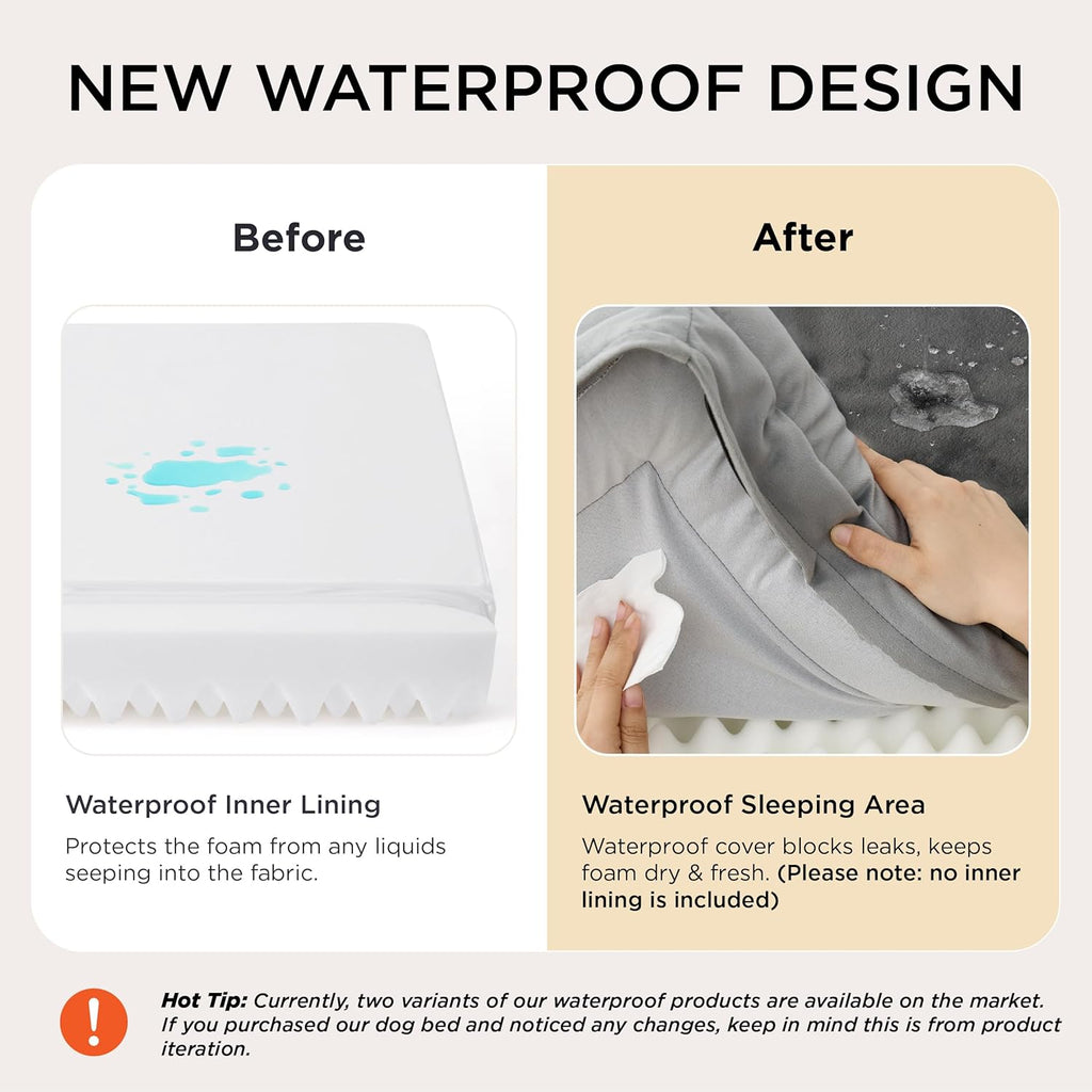 Orthopedic Dog Bed for Medium Dogs - Waterproof Dog Sofa Bed Medium, Supportive Foam Pet Couch Bed with Removable Washable Cover, Waterproof Lining and Nonskid Bottom, Grey