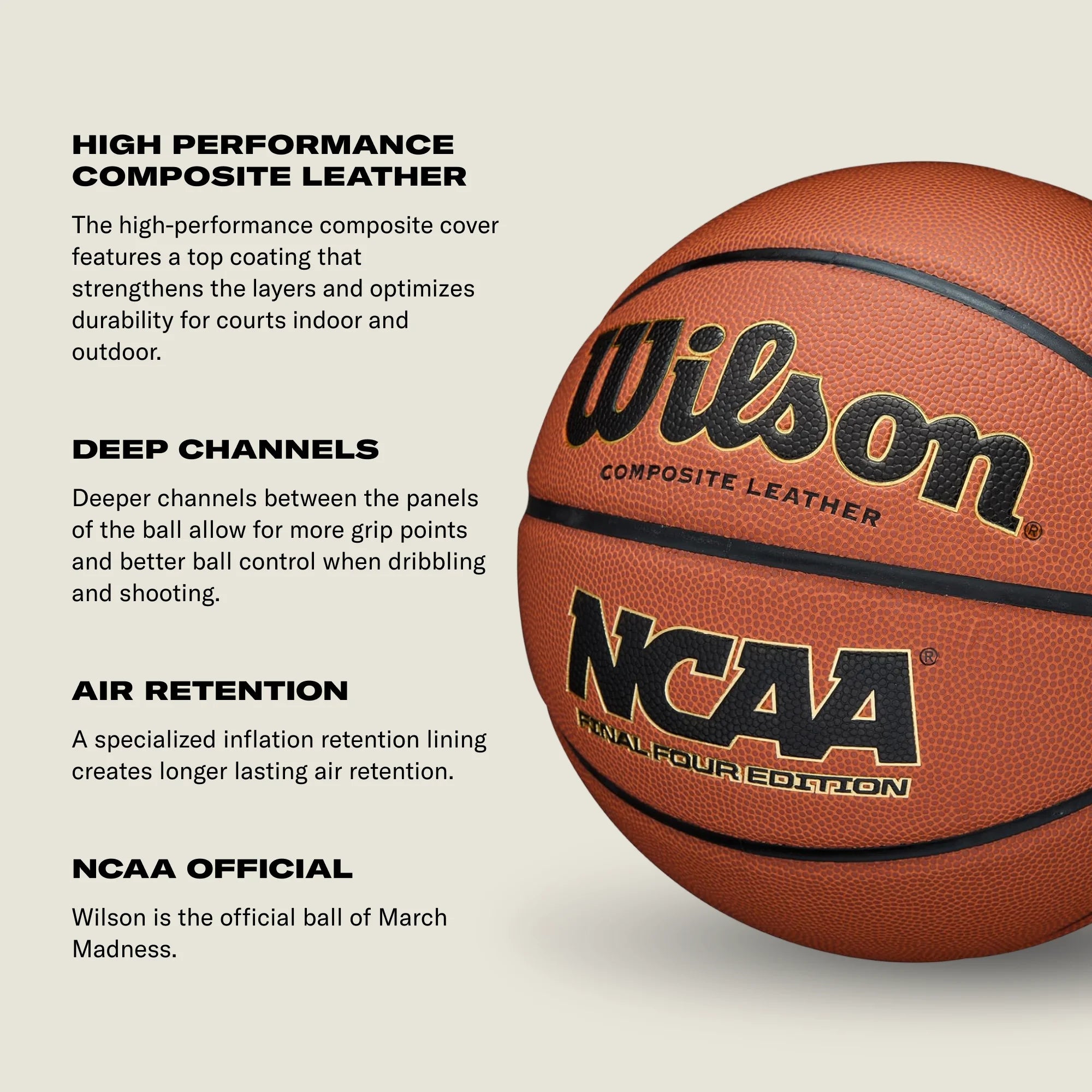 NCAA Final Four Balón De Baloncesto Para Interiores/Exteriores - Marrón, Tamaño 7 - 29.5"